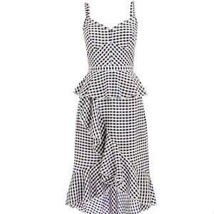 J Crew Silk‎ Gingham Spaghetti Strap Ruffled Dress Blue White Size 4